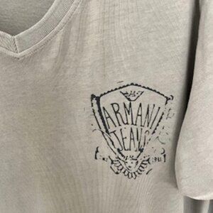 Armani JEANS V-Neck T-shirt, XL-100% cotton, Taupe, AJ Logo